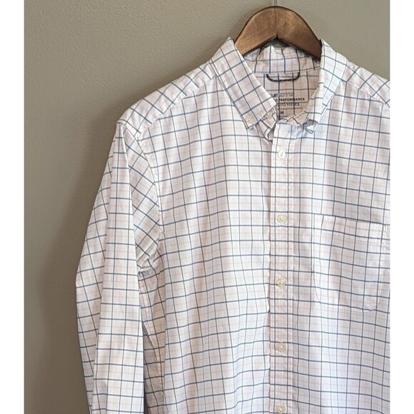 Vineyard Vines Size Medium OTG Mens Shirt Pink Blue Check Stripe Top On the Go - Picture 3 of 5